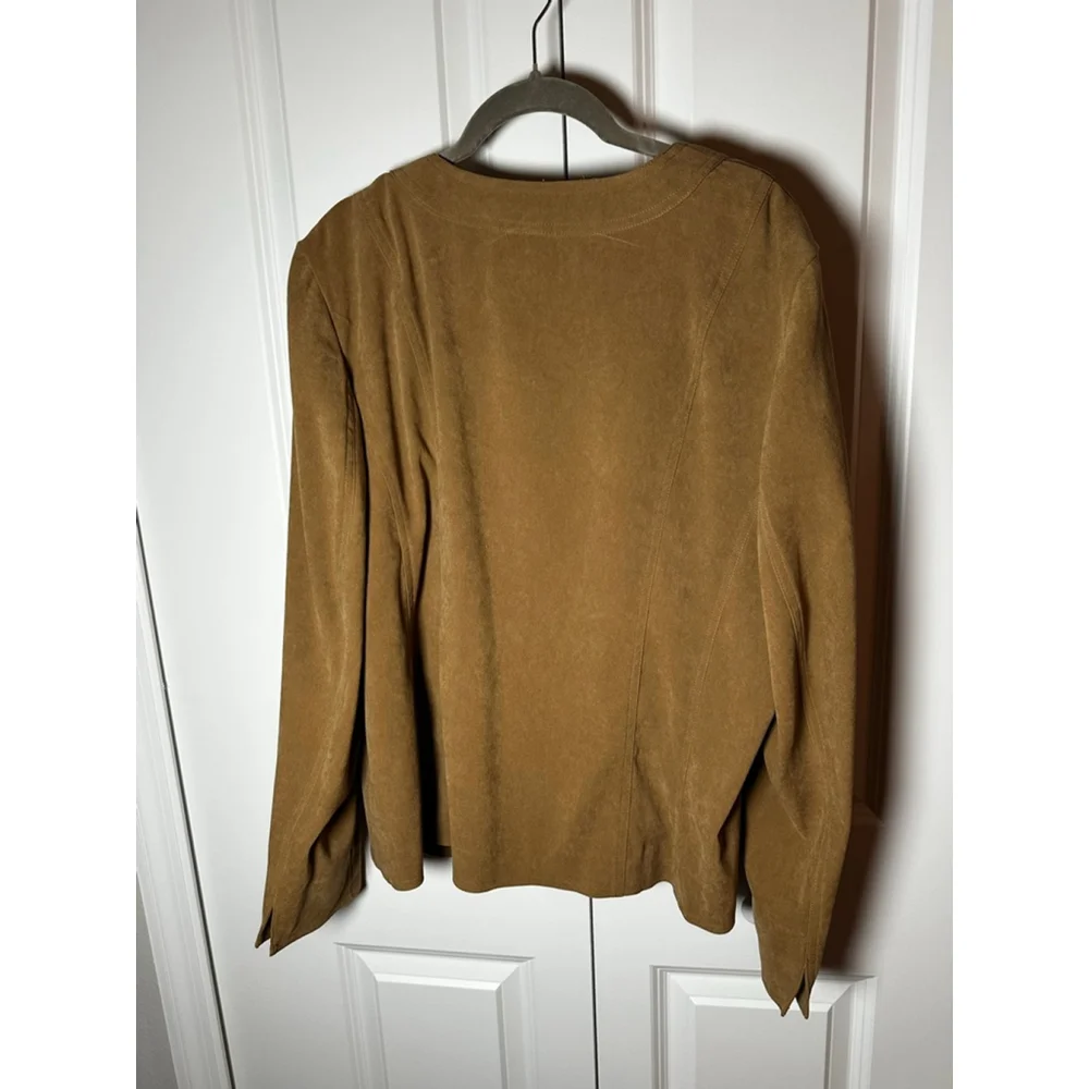 JM Collection Brown Faux Suede Blazer Jacket Plus Size 18 - Picture 2 of 6